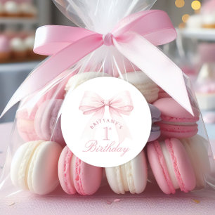 Sticker Rond Coquette Bow rose Premier anniversaire