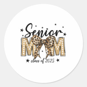 Sticker Rond Coquette Bow Senior Mom Cl Of 2025 Graduation Grad