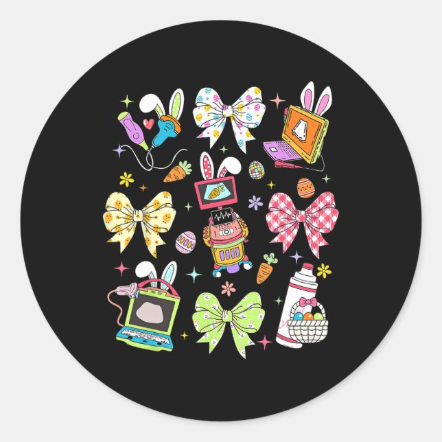 Sticker Rond Coquette Bow Sonographer Easter Ultrasound Tech Rd (Devant)