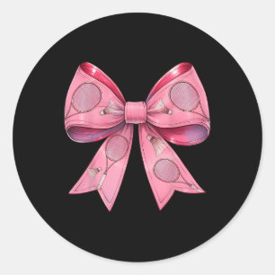 Sticker Rond Coquette Bow Volant de badminton Raquette rose Rub