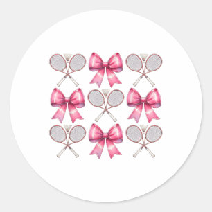 Sticker Rond Coquette Bow Volant de badminton Raquette rose Rub