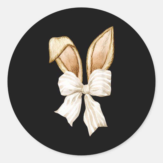Sticker Rond Coquette Bunny Ears Easter Spring Pastel Rabbit Gi (Devant)