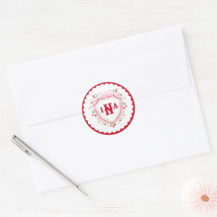 Sticker Rond Coquette Cherry Monogram Crest Enterrement de Vie