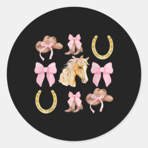 Sticker Rond Coquette Cheval équitation Chevaux Fleurs sauvages