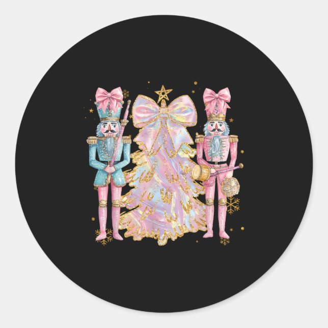 Sticker Rond Coquette Christmas Tree Nk Nutcrackers Women Kids  (Devant)
