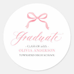 Sticker Rond Coquette de la botte rose moderne Graduate Graduat