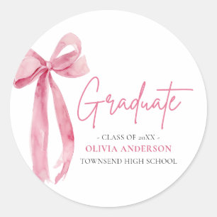 Sticker Rond Coquette de la botte rose moderne Graduate Graduat