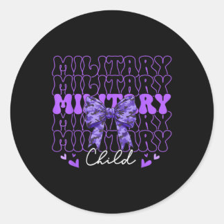 Sticker Rond Coquette Enfant Militaire Bow Purple Up Camo Kids 