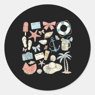 Sticker Rond Coquette Eté Plage Côtière Correspondance Famille