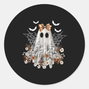 Sticker Rond Coquette fantôme en dentelle Bow Vintage Femmes Fi