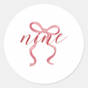 Sticker Rond Coquette fille rose Bow 9 ans 9e anniversaire par