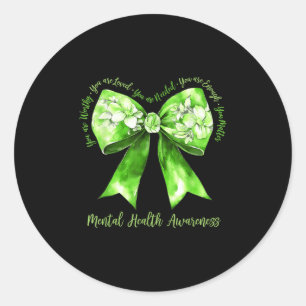 Sticker Rond Coquette Green Bow Support Guerrier Santé mentale