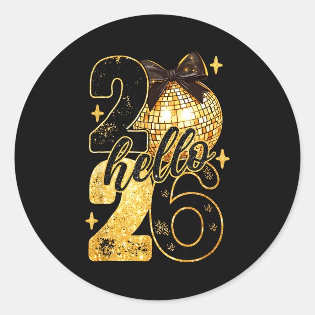 Sticker Rond Coquette Happy New Year Party 2026 Family Women Gi (Devant)
