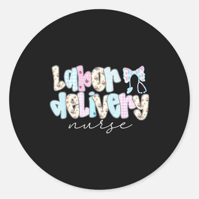 Sticker Rond Coquette Labor And Delivery Nurse Crewneck, Bow St (Devant)
