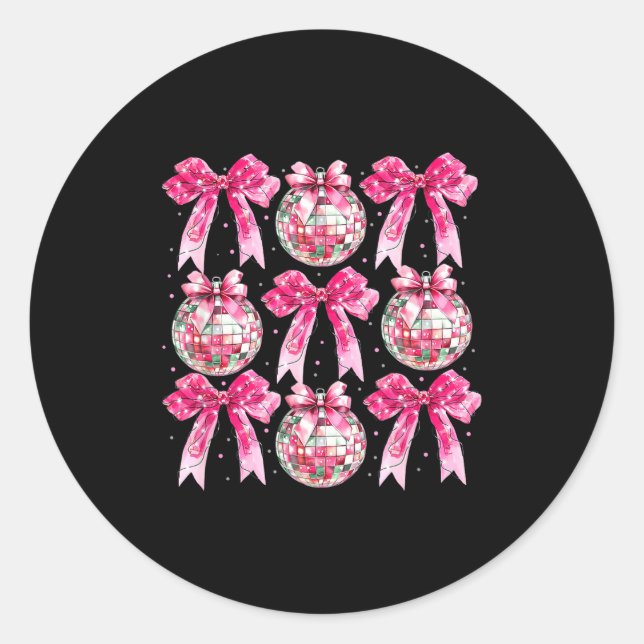 Sticker Rond Coquette New Year 2026, Retro New Years, Disco Bal (Devant)