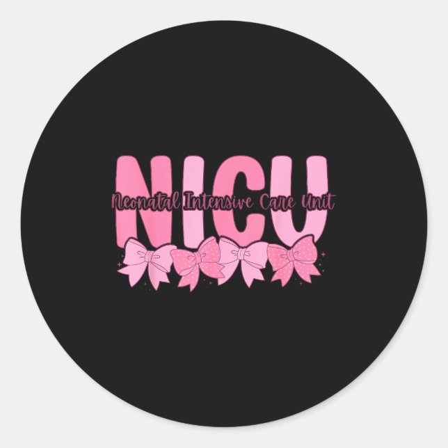 Sticker Rond Coquette Nicu Nurse Nk Bow Neonatal Intensive Care (Devant)