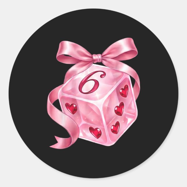 Sticker Rond Coquette Nk Dice Bow Hearts 6 7 Preppy Valentine Y (Devant)