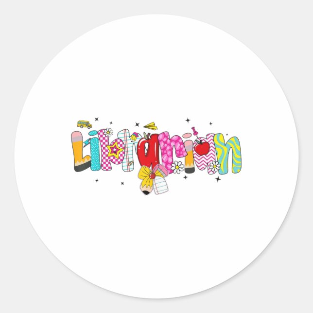 Sticker Rond Coquette Pencil Bow Librairie Retour À L'École Liv (Devant)