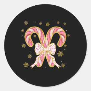 Sticker Rond Coquette Rétro Noeud Papillon Canne à Sucre Saison