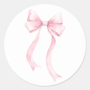 Sticker Rond Coquette rose Bow