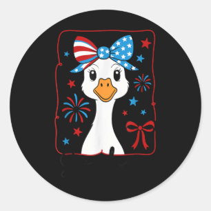 Sticker Rond Coquette Rouge Blanc Et Oie Usa Drapeau 4 juillet