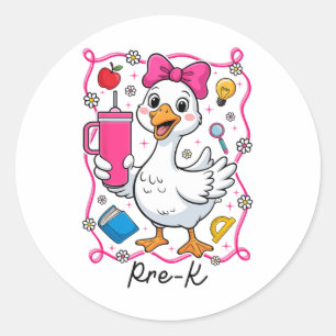 Sticker Rond Coquette Silly Goose Pré-maternelle Fille 1er Jour