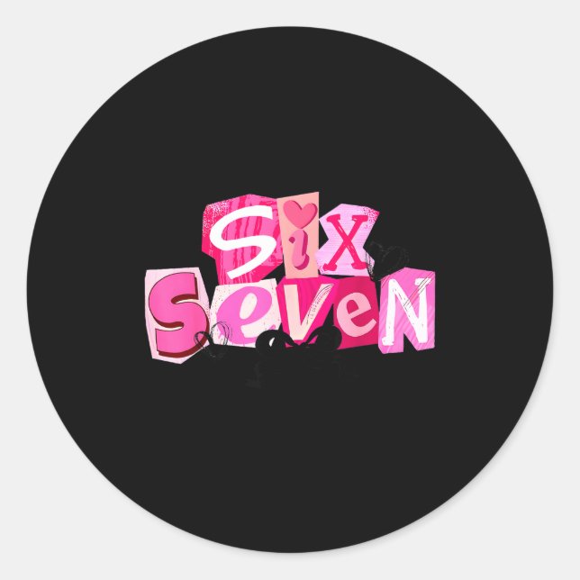 Sticker Rond Coquette Six Seven Valentine Funny Saying 67 Meme  (Devant)