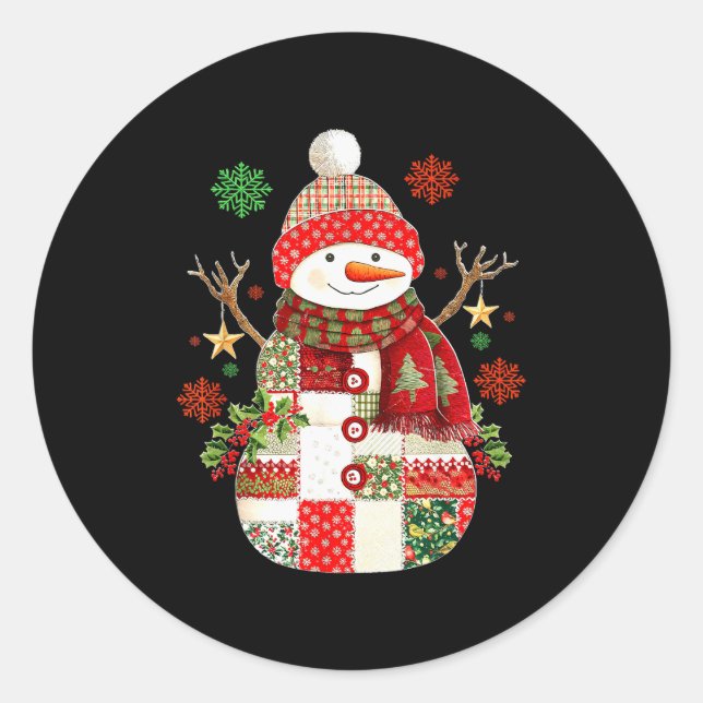 Sticker Rond Coquette Snowman For Teens Grandkids Kids Family C (Devant)