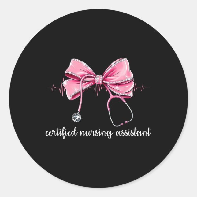 Sticker Rond Coquette stéthoscope Cna Stant Certifié (Devant)