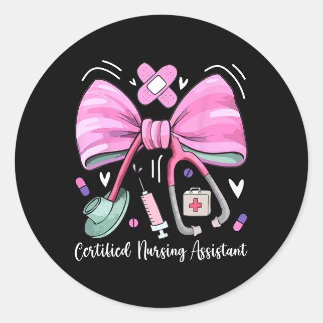 Sticker Rond Coquette stéthoscope Cna Stant Certifié (Devant)