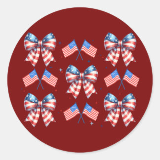 Sticker Rond Coquette, usa, rouge, blanc, bleu, cadeau 4 juille