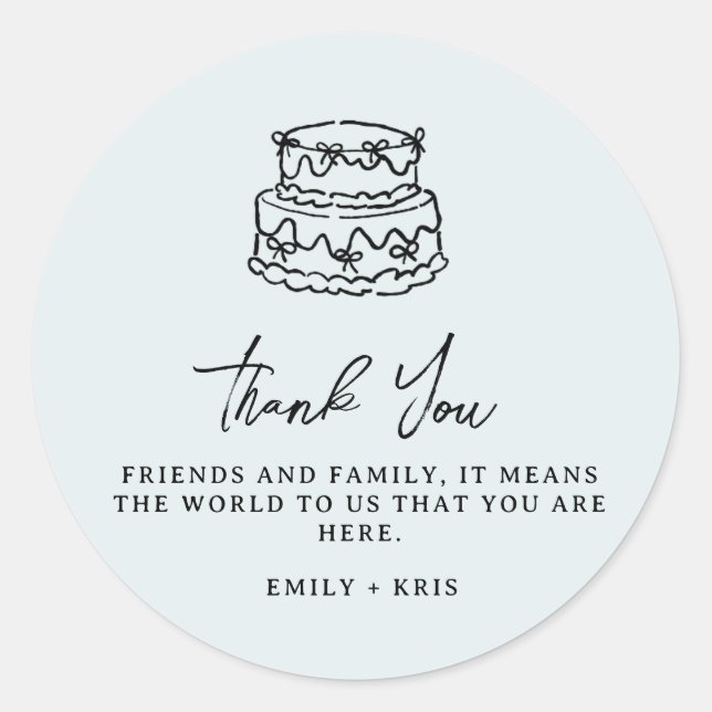 Sticker Rond Coquette Wedding Cake Blue Wedding Favor (Devant)