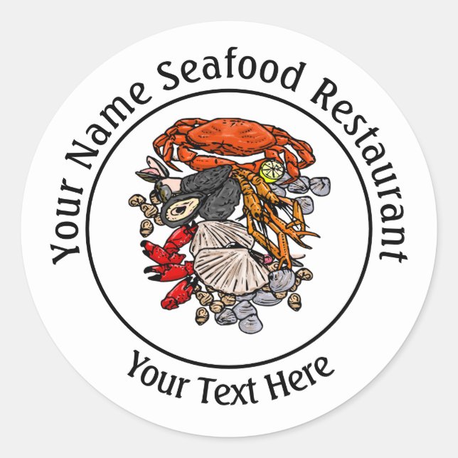 Sticker Rond Coquillages de fruits de mer Crabe Restaurant Logo (Devant)