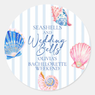 Sticker Rond Coquillages et Cloches de Mariage Enterrement de V