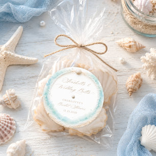 Sticker Rond Coquillages et Cloches de Mariage Réception de Mar