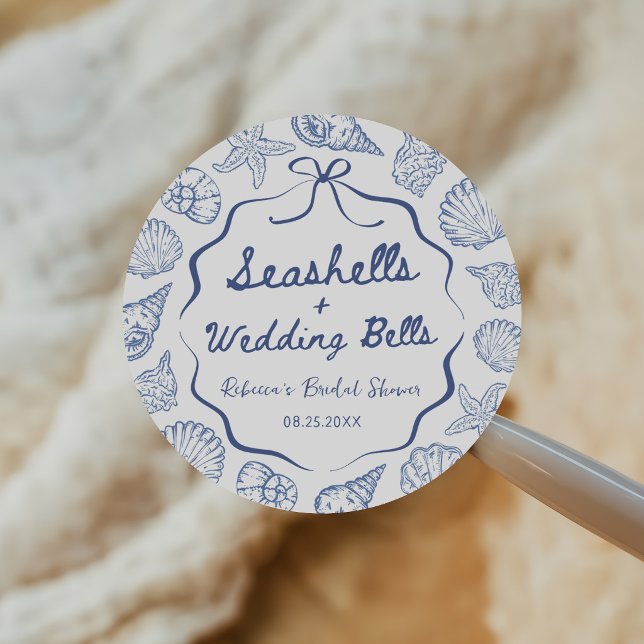 Sticker Rond Coquillages et Cloches de Mariage Réception de Mar (Créateur téléchargé)
