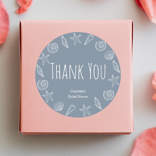 Sticker Rond Coquillages et Étoiles de Mer Remerciements pour l (Créateur téléchargé)