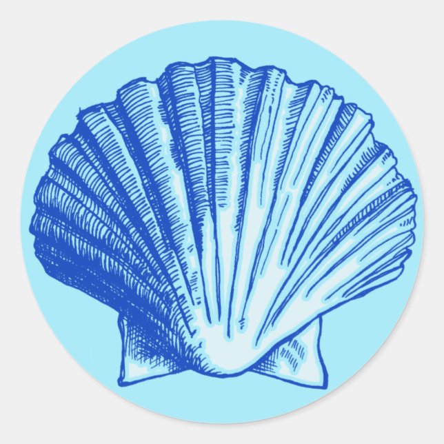Sticker Rond Coquille de la mer bleue de Bimini (Devant)
