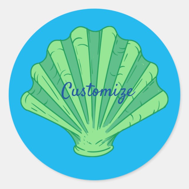 Sticker Rond Coquille de pétoncle vert Sage Thunder_Cove (Devant)
