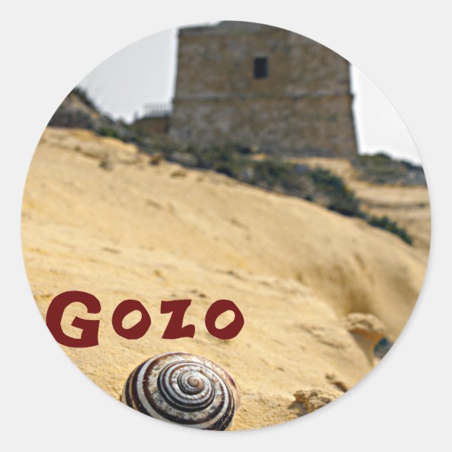 Sticker Rond Coquille et tour, Gozo, Malte (Devant)