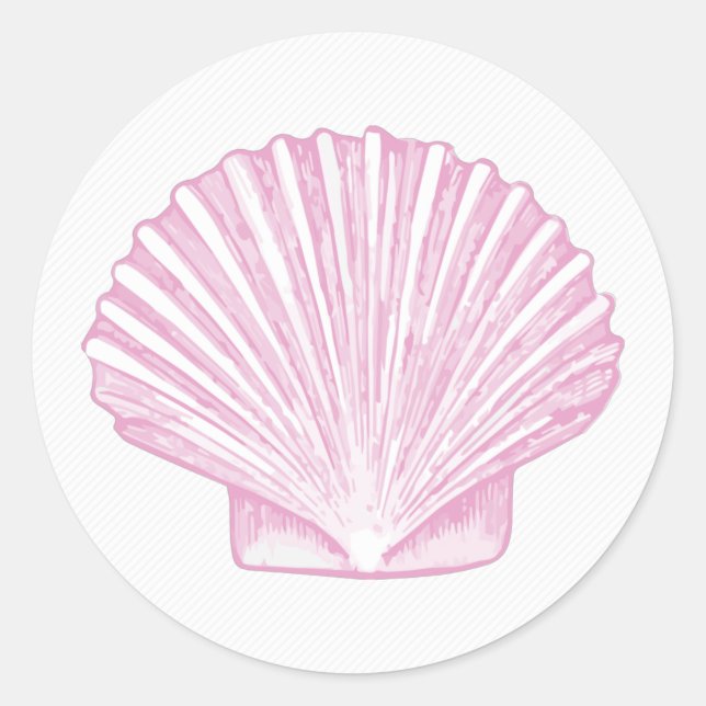 Sticker Rond Coquille Saint-Jacques Rose Côtière (Devant)