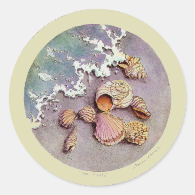 Sticker Rond COQUILLES MARINES par SHARON SHARPE (Devant)