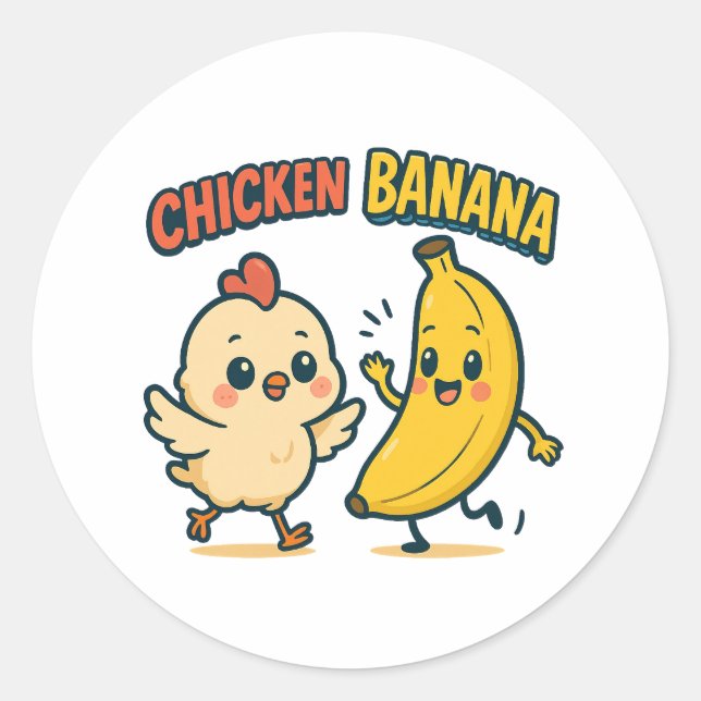 STICKER ROND COQUINE POULE BANANE !  (Devant)