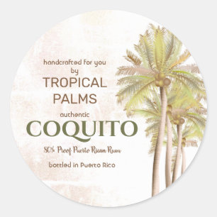 Sticker Rond Coquito Noix de Coco Palmier Tropical