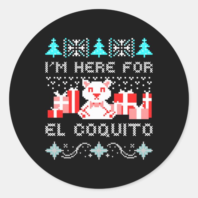 Sticker Rond Coquito Porto Rico Ugly Navidad Boricua (Devant)
