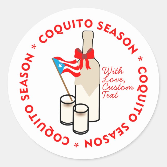Sticker Rond Coquito Season Bottle Label Small Personalize Text (Devant)