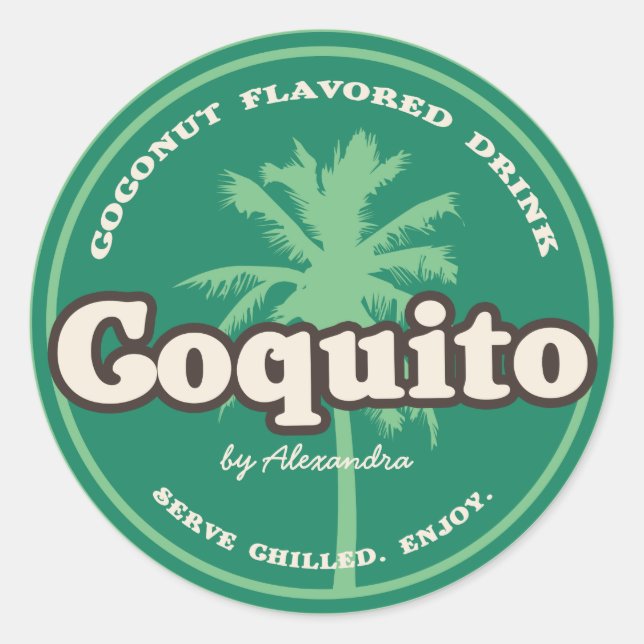 Sticker Rond Coquito tropical vert (Devant)