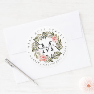 Sticker Rond Corail de bronze   Sunkissed Floral Adresse de ret