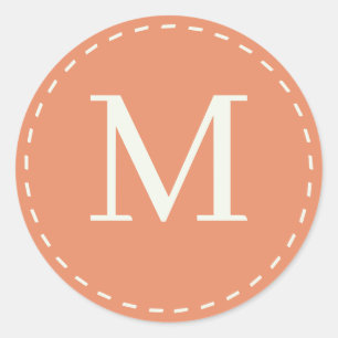 Sticker Rond Corail et blanc coloré monogrammed