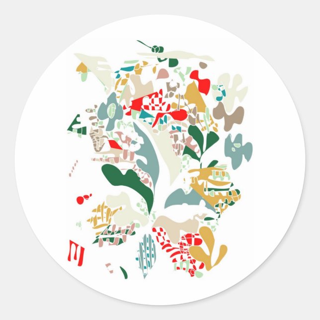 Sticker Rond corail marin Abstrait (Devant)